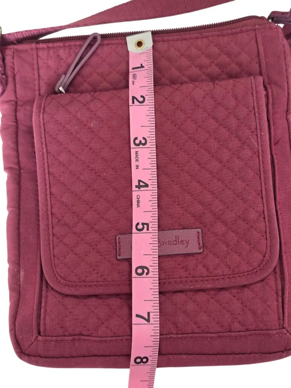 Vera Bradley Quilted Crossbody Organizer Bag Burgundy Plum Floral Interior - Picture 11 of 13